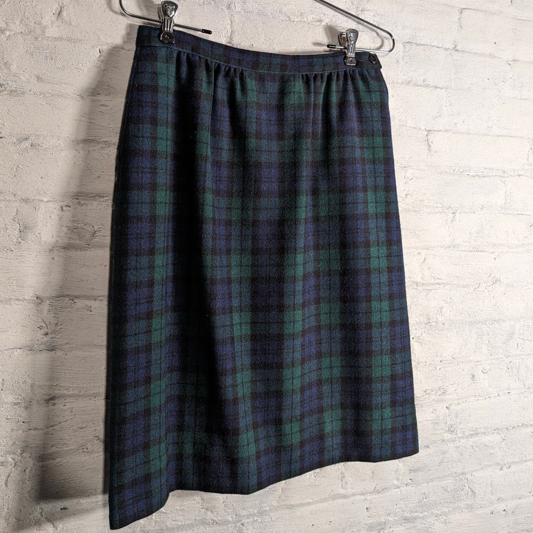 70s Vintage Pendleton Wool Grunge Skirt Minimalist Stripe Plaid Tartan Skirt