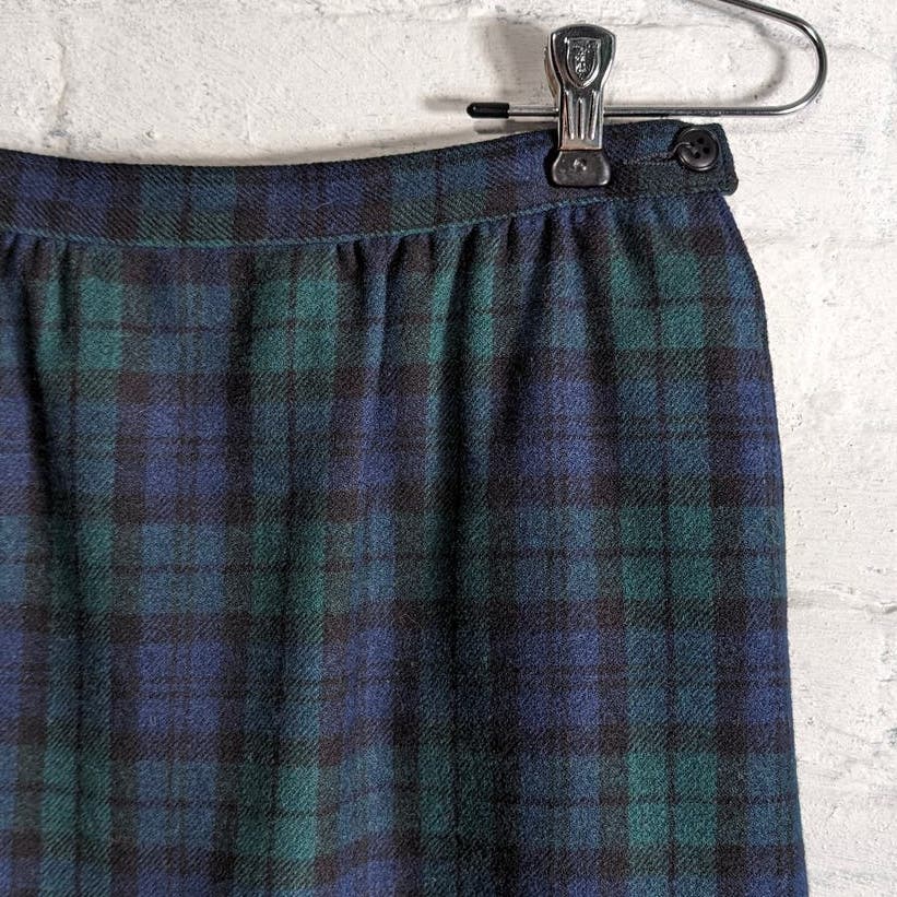 70s Vintage Pendleton Wool Grunge Skirt Minimalist Stripe Plaid Tartan Skirt