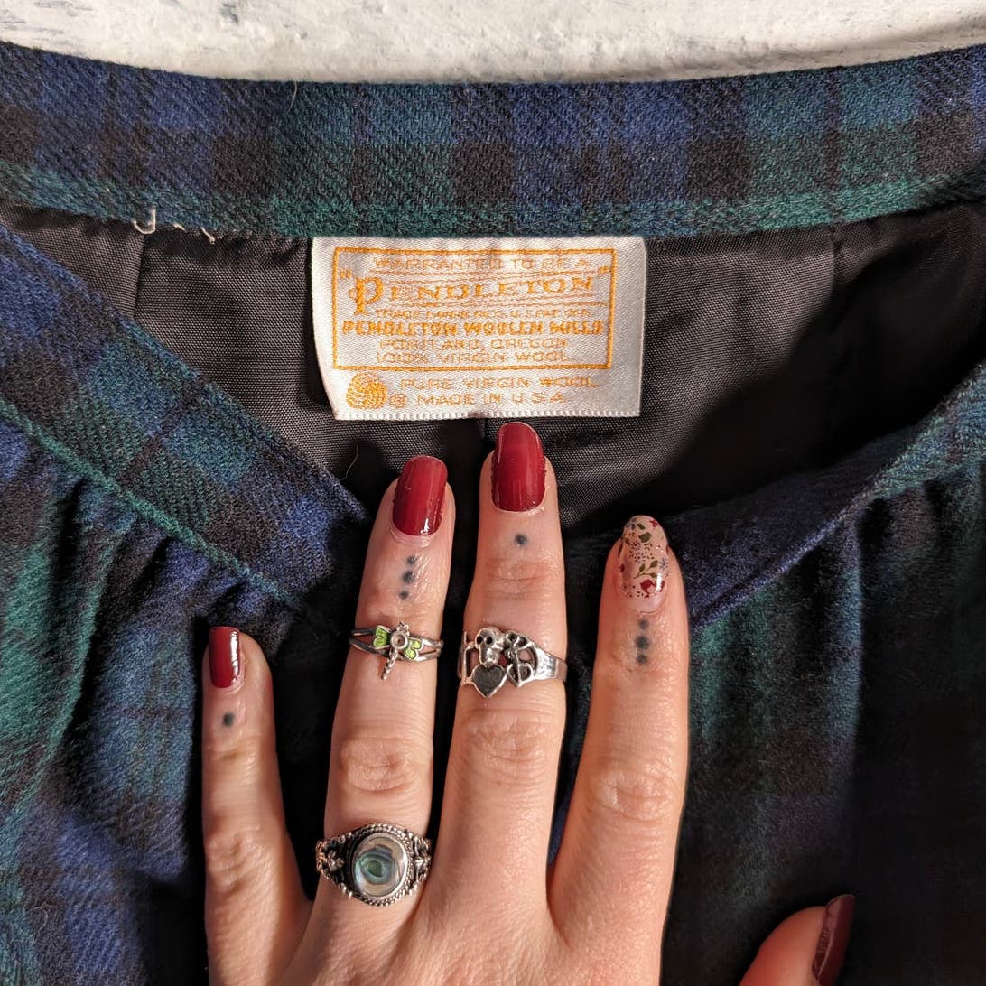 70s Vintage Pendleton Wool Grunge Skirt Minimalist Stripe Plaid Tartan Skirt
