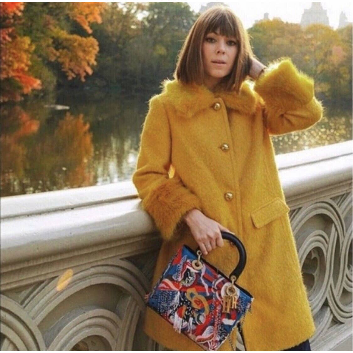 Retro 70s style Groovy Yellow Wool Yellow Penny Lane Jacket Shag Trench Coat