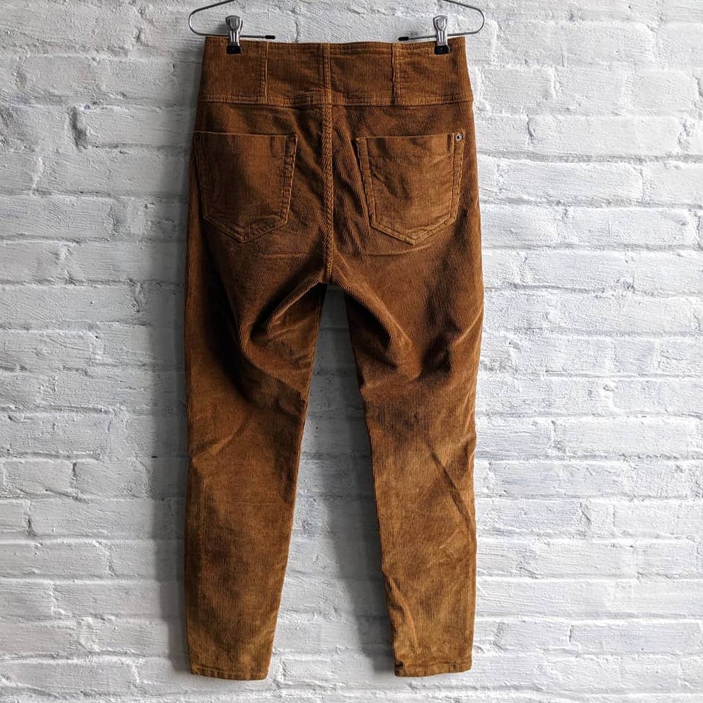 Retro 70s Corduroy Rusty Red Brown Pants High Rise Sculpting Skinny Jeans