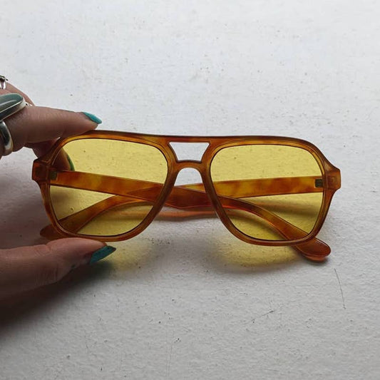 Retro Tortishell 70s Groovy Sunglasses Tinted Lenses Sunnies Nerd Glasses Shades