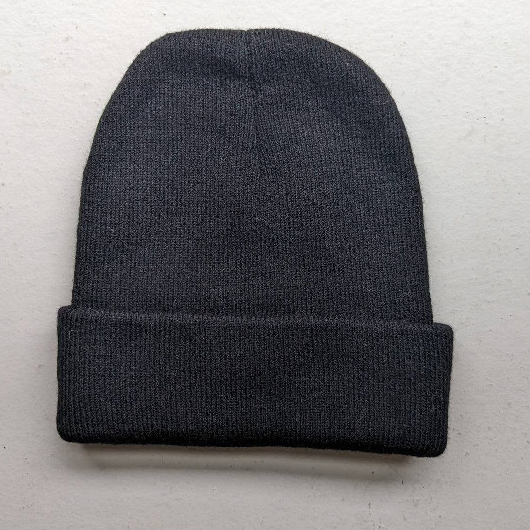 Y2K Kawaii Black Cat Meow Embroidered Beanie Ribbed Kitty Minimalist Grunge Hat