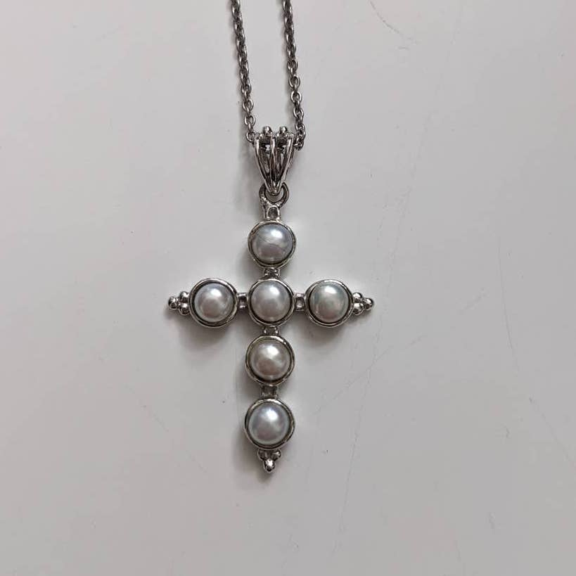 Vintage Southwest Gothic Cross Pendant Celtic Fairy Necklace Americana Jewelry