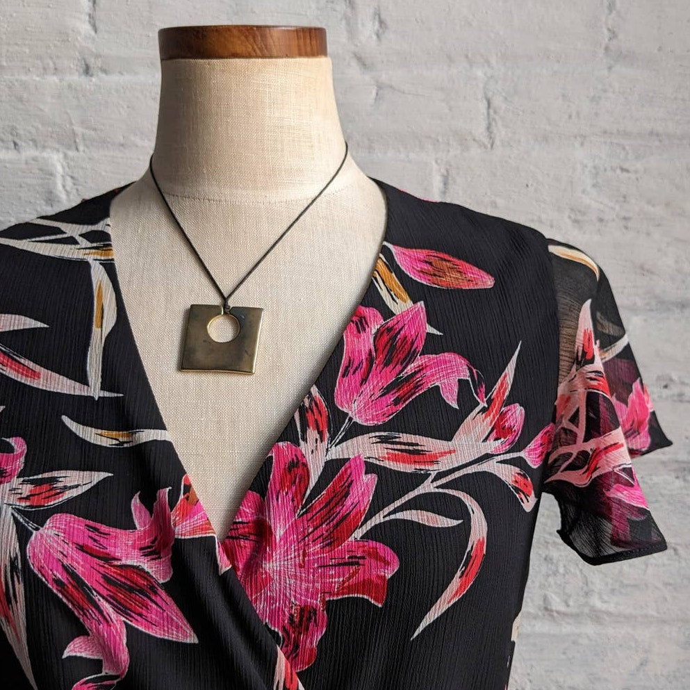 Joseph Ribkoff Black Floral Maxi Dress Flowy Ruffle Boho Chic Fairycore Dress