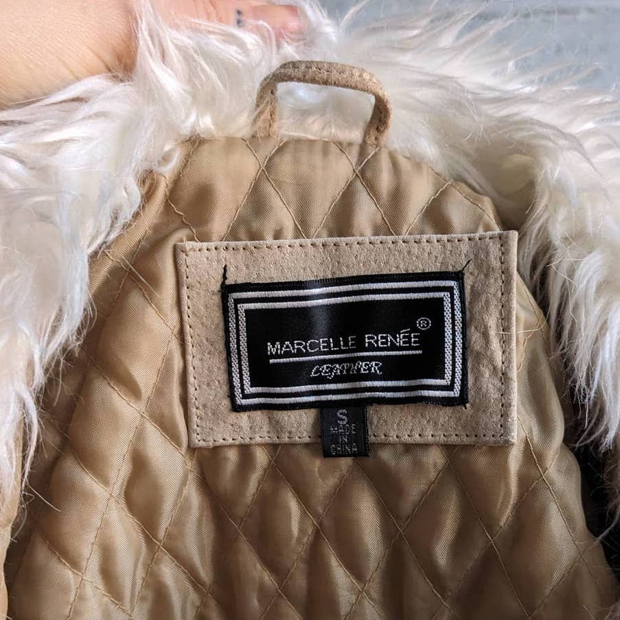 Y2K Vintage 70s style Penny Lane Shaggy Suede Fur Coat Embroidered Afghan Jacket