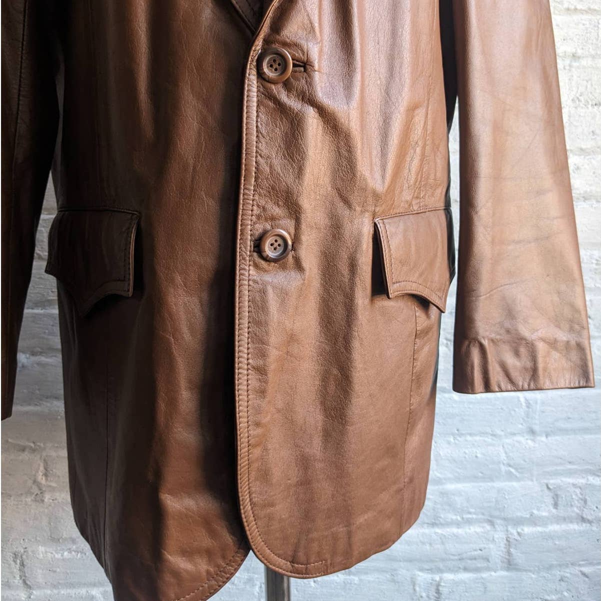 70s 80s Vintage Western Pioneer Wear Leather Duster Rust Brown Blazer Jacket
