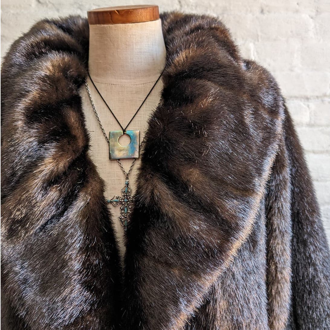 Vintage Mob Wife Chic Vegan Fur Coat Minimalist Penny Lane Boho Earthy Jacketz