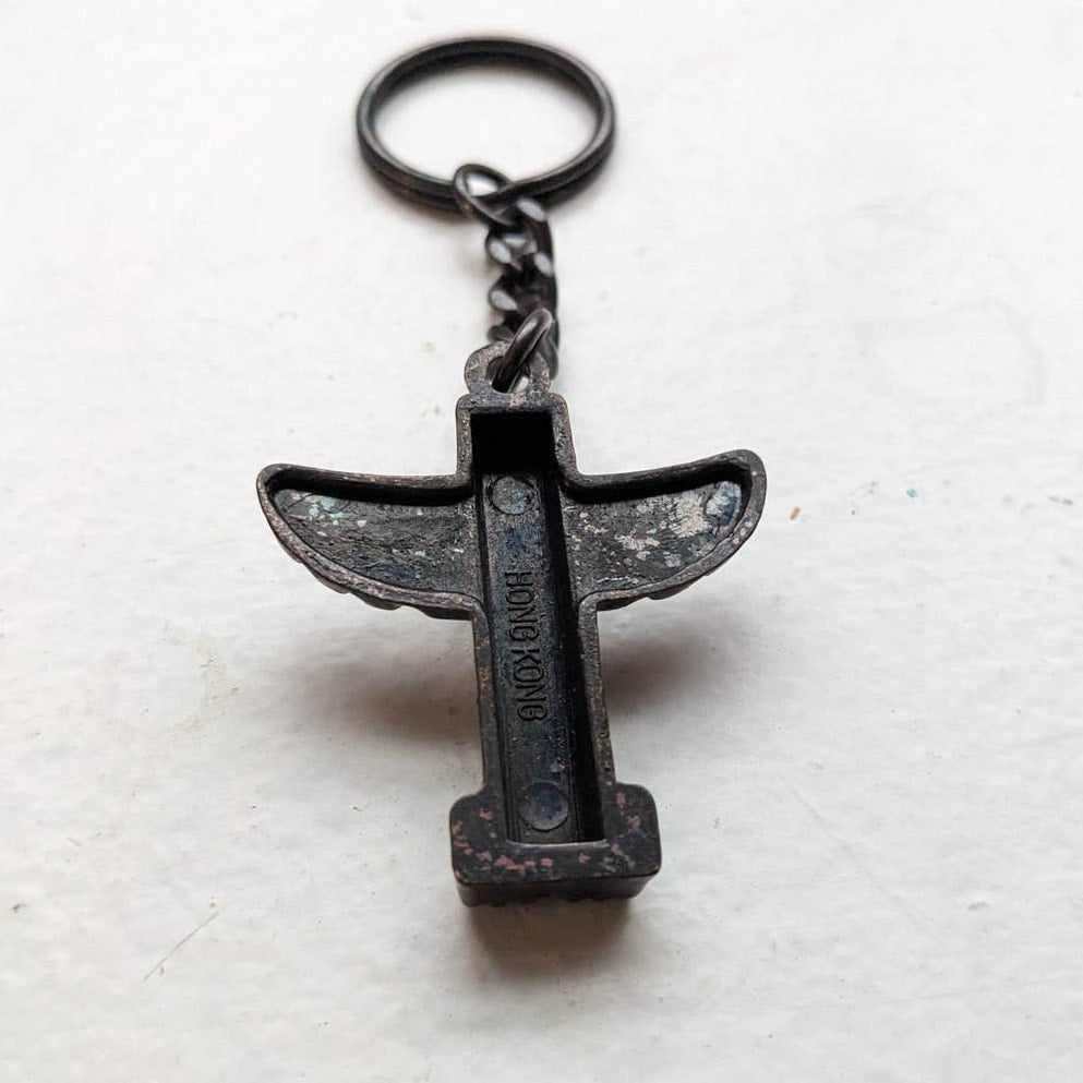 Vintage Southwest Native Keychain Totem Talisman Distressed Charm Chain Jewelry