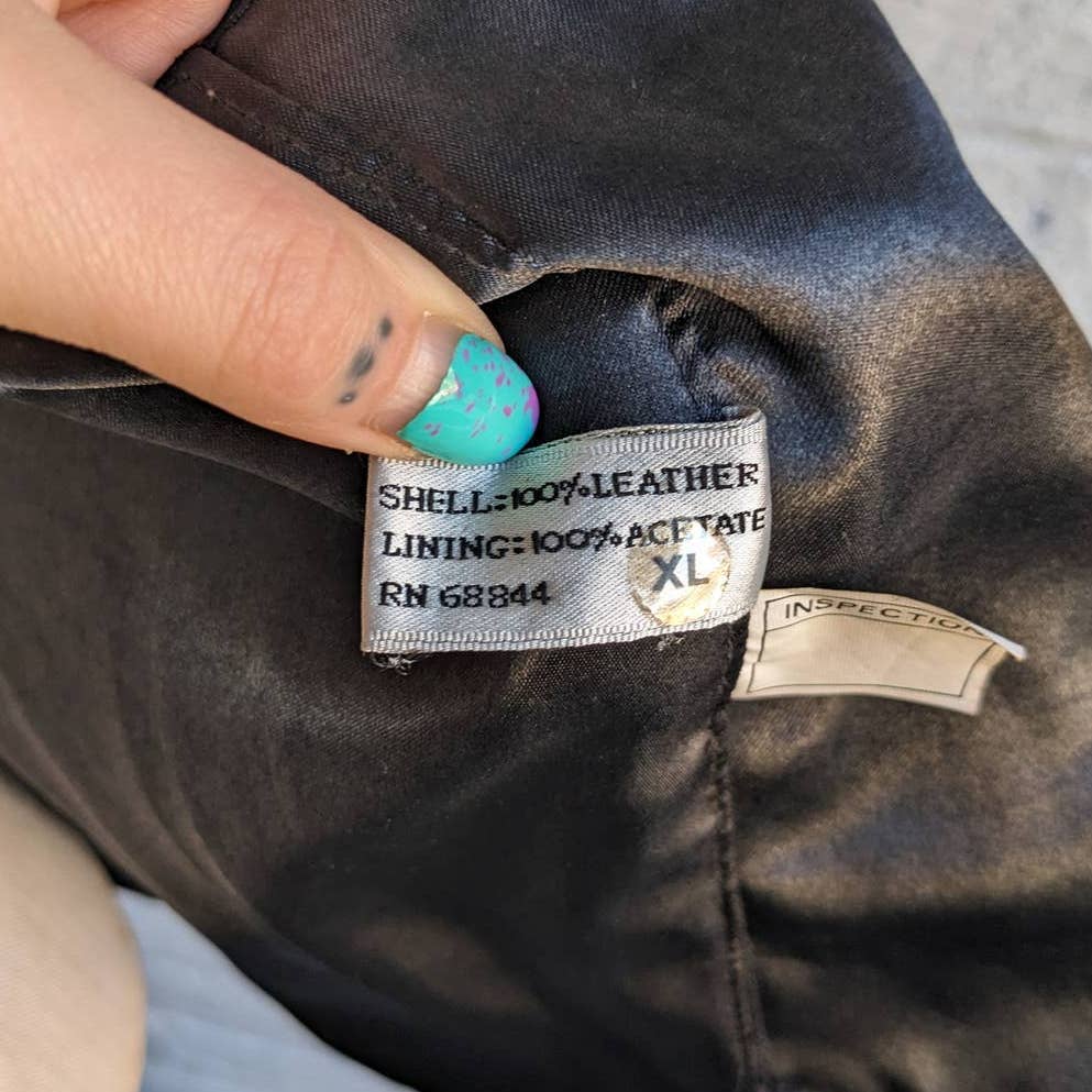 Vintage Black Genuine Leather Biker Vest Grunge Goth Moto Western Motorcycle Top