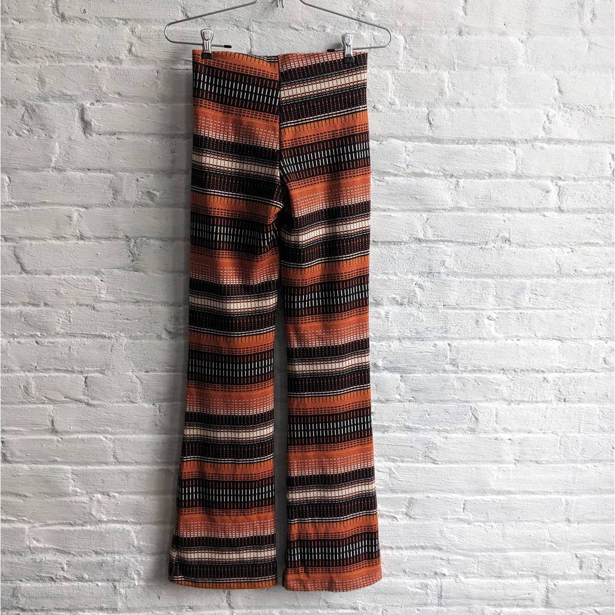 Urban Outfitters Retro Highwaist Flares Rust Earthtone Psychedelic Striped Pants