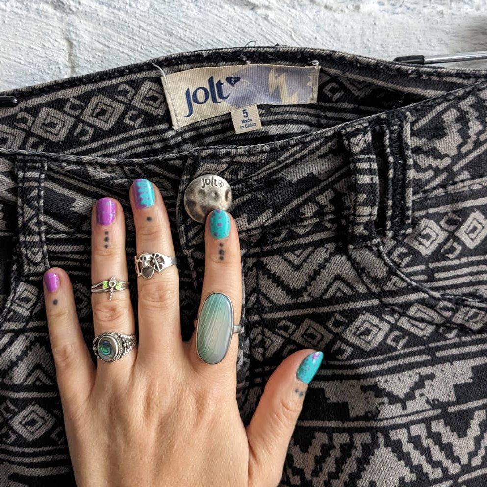 Y2K Grunge Dark Cowgirl Denim Minimalist Abstract Western Midrise Skinny Jeans