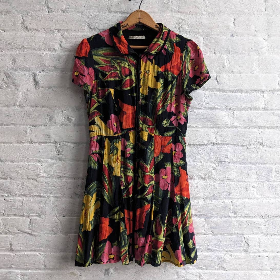 Urban Outfitters UO Dark Floral Romance Mini Button Babydoll Fairycore Dress