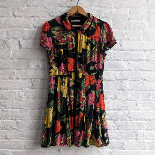 Urban Outfitters UO Dark Floral Romance Mini Button Babydoll Fairycore Dress