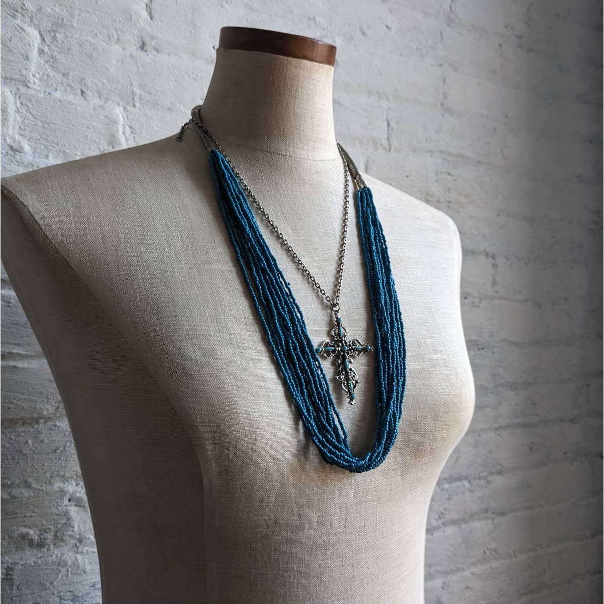 Vintage Southwest Turquoise Concho Necklace Silver Bolo Floral Americana Jewelry