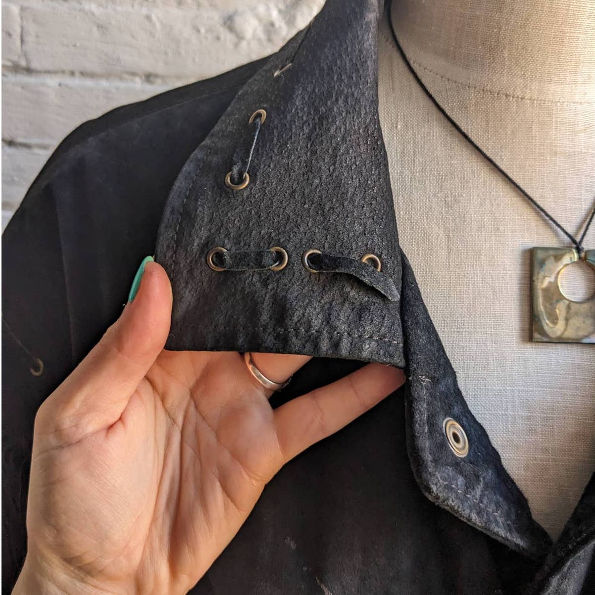 Vintage Black Suede Leather Fringe Biker Jacket Western Genuine Leather Coat