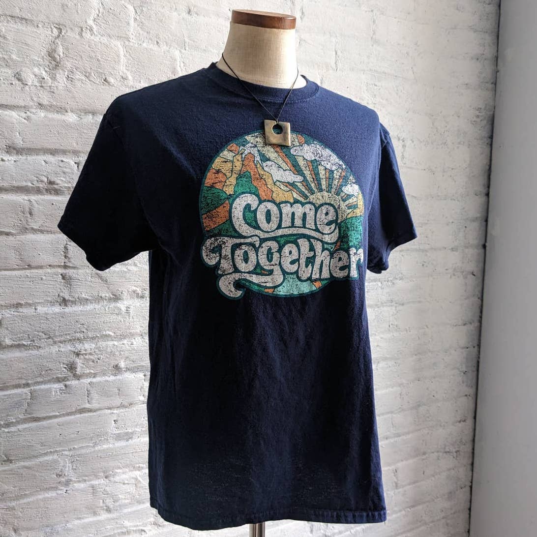 Retro 70s Groovy Faded Beatles Band Tee Psychedelic Funky Graphic Tshirt Top