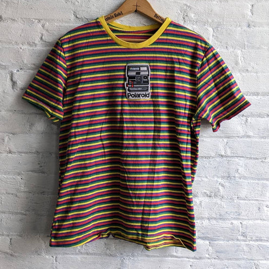 Retro Striped Rainbow Tee Polaroid Tshirt Nerdy Colorful Cute Top Shirt Medium