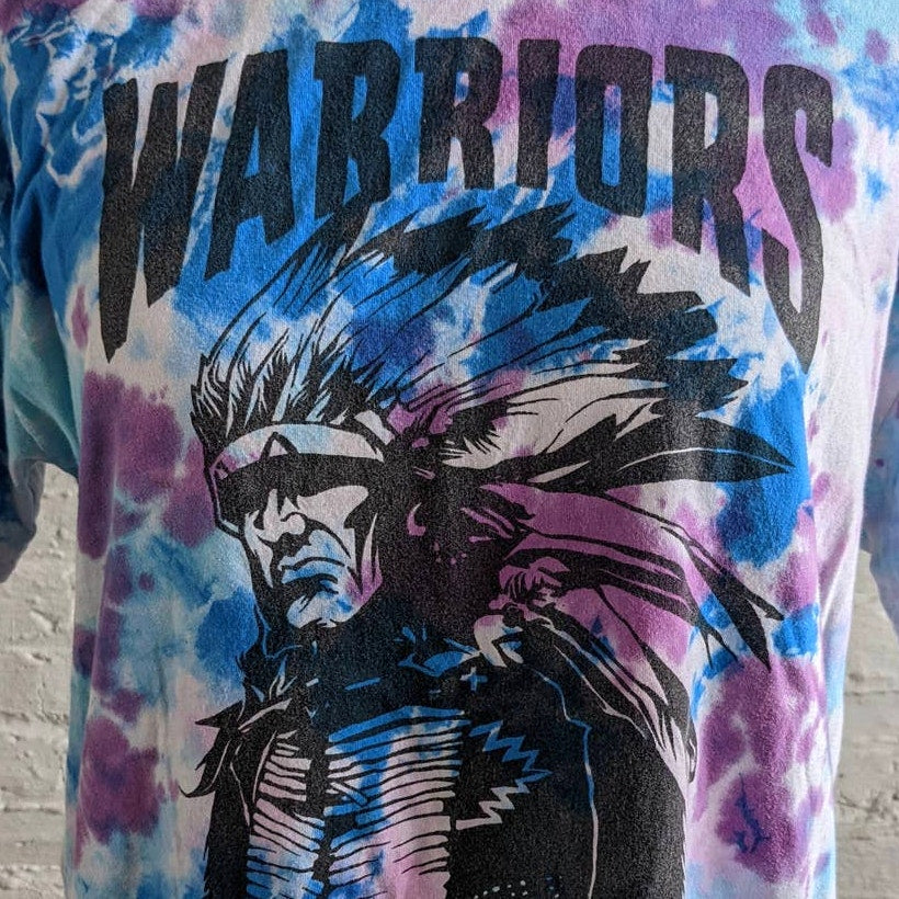 Retro 70s Pastel Tiedye Psychedelic NEFF Warriors Graphic Print Oversize Tee