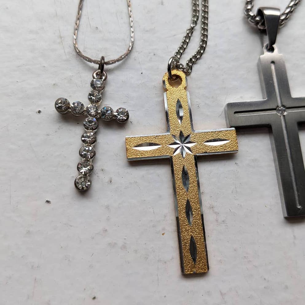 Vintage Grunge Cross Necklace Accessories Bundle Bling Boho Goth Fairy Jewelry