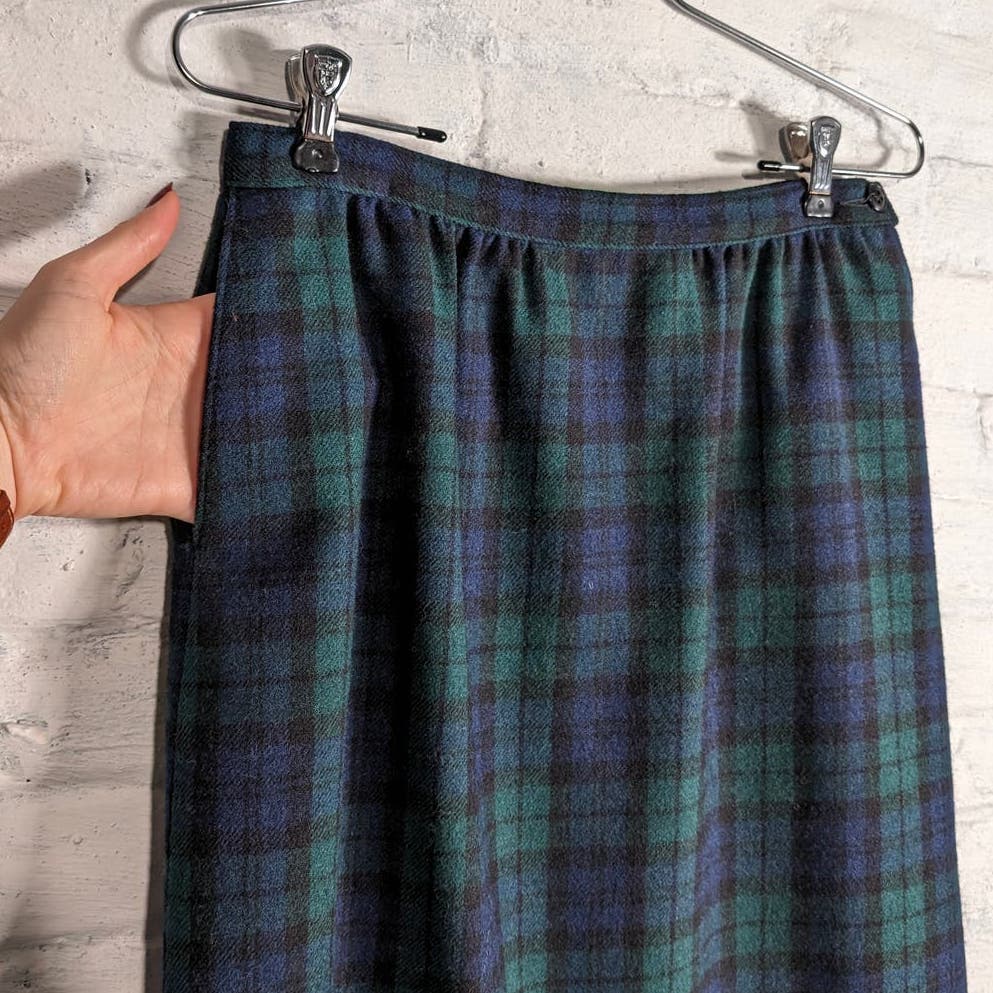70s Vintage Pendleton Wool Grunge Skirt Minimalist Stripe Plaid Tartan Skirt