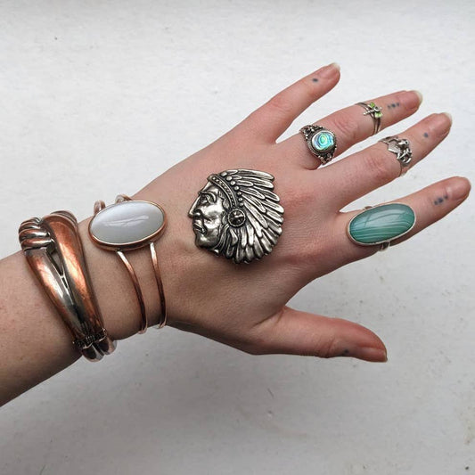 Vintage Southwest Americana Warrior Silver Pin Tribal Native Indigenous Brooch