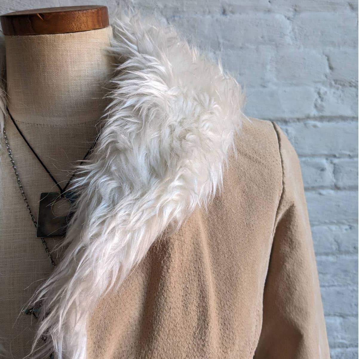 Y2K Vintage 70s style Penny Lane Shaggy Suede Fur Coat Embroidered Afghan Jacket