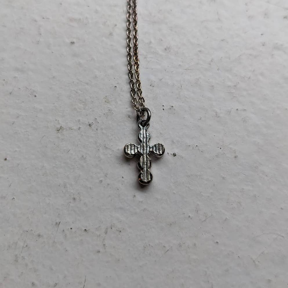 Vintage Southwest Diamond Cross Pendant Celtic Fairy Necklace Americana Jewelry