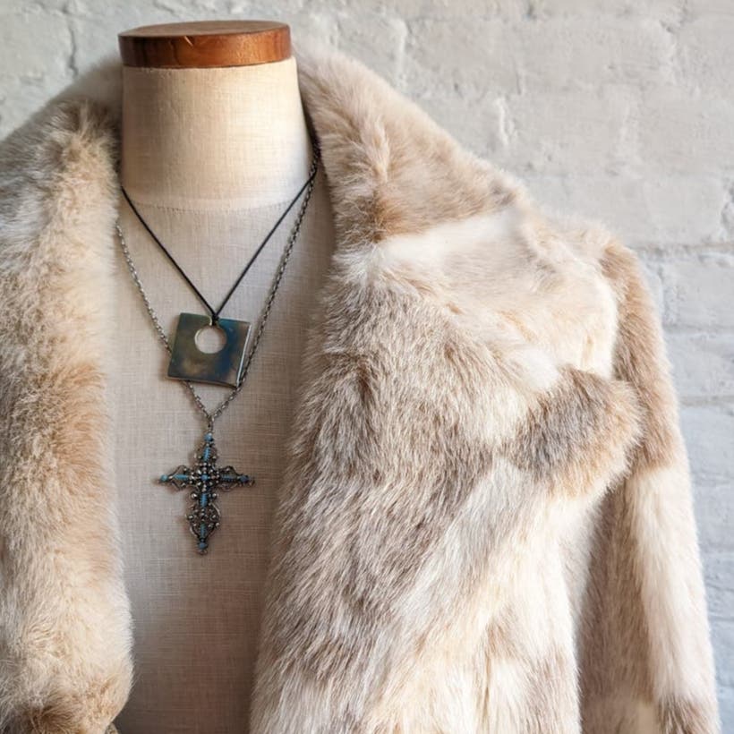 70s Vintage Patchwork Vegan Fur Coat Shaggy Retro Mob Wife Penny Lane Jacket